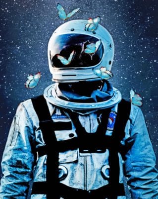 Space Man With Butterfly paint By Numbers