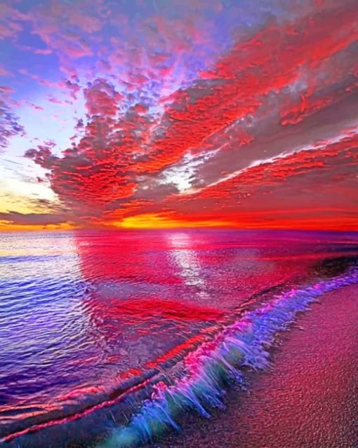 Sunset Over Michigan Beach paint by numbers
