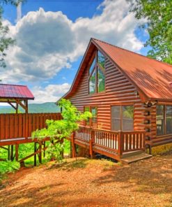 Wooden House In Forest paint by numbers