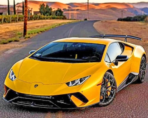 Yellow Porshe paint by numbers
