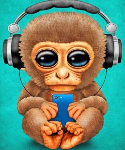 Baby Monkey With Phone paint by numbers