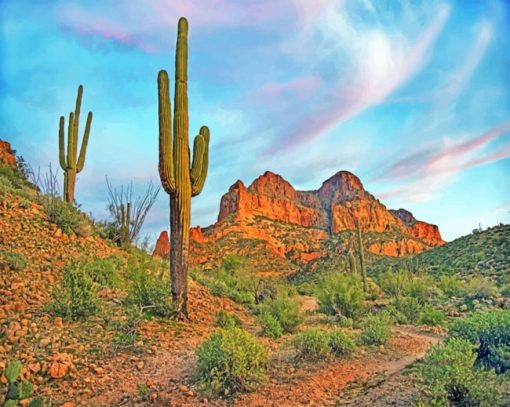 Big Cactus Plants Mountain paint by numbers