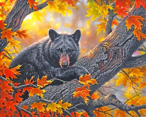 Black Bear On Tree paint by numbers