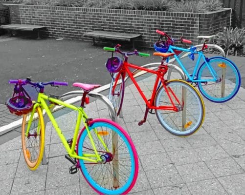 Colored Bicycles paint by numbers