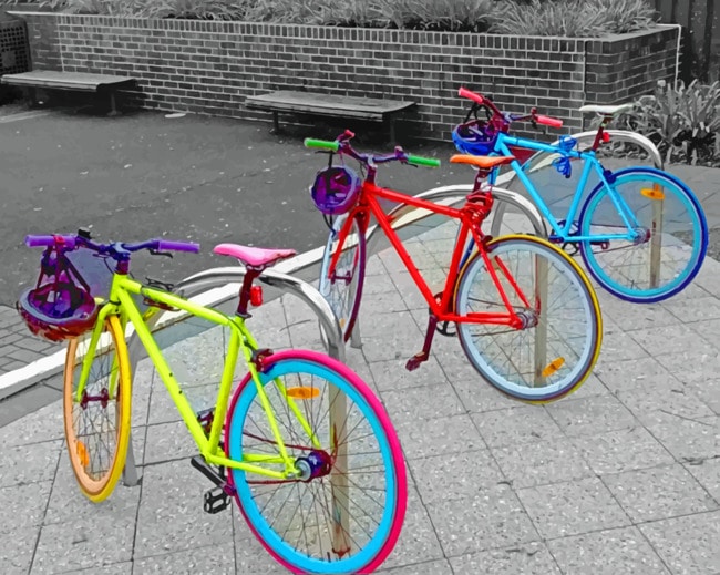 Colored Bicycles paint by numbers