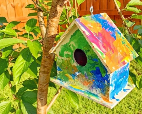 Colorful Birdhouse paint by numbers