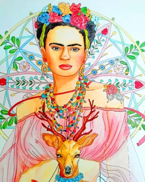 Floral Rida Kahlo paint by Numbers