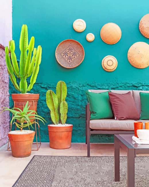 Green Big Cactus paint by numbers
