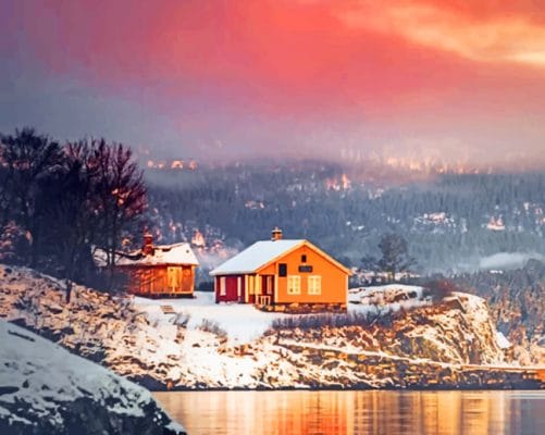 House Near Lake paint by numbers