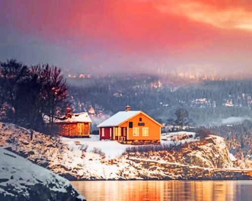 House Near Lake paint by numbers