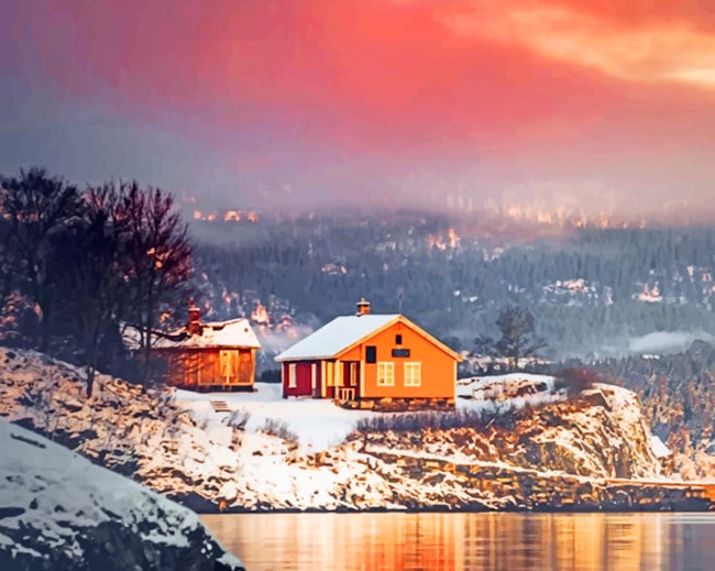 House Near Lake paint by numbers