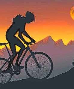 Mountain Biker Silhouette paint by numbers