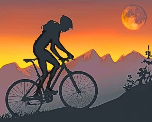 Mountain Biker Silhouette paint by numbers