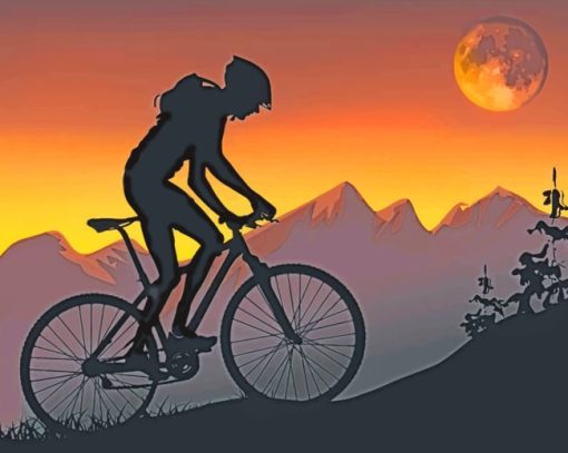 Mountain Biker Silhouette paint by numbers