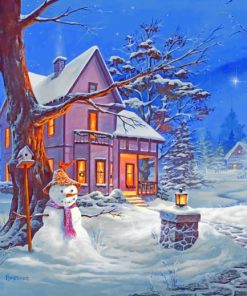 Night Winter House paint by numbers