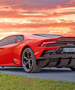 Red Lamborghini Huracan Evo paint By Numbers