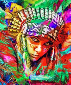 American Indian Girl paint By Numbers