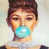 Audrey Hepburn With Bubble Gum paint By Numbers