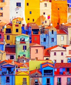 Colorful Houses paint by Numbers