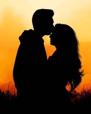 Couple Silhouette In Sunset paint By Numbers