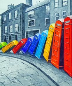 Colorful Telephone Boxes paint By numbers