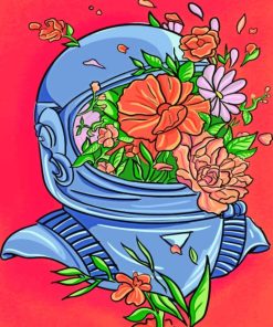 Floral Astronaut paint by Numbers