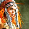 American Indian Girl paint By Numbers