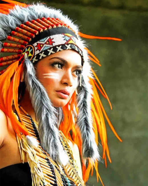 American Indian Girl paint By Numbers