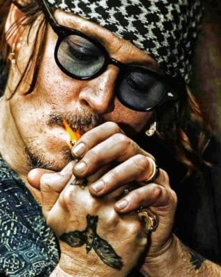 Johnny Deep With Cigarette paint by Numbers