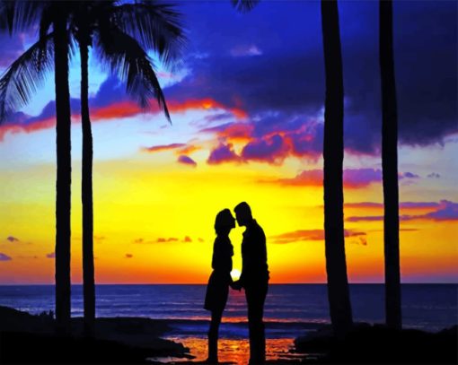 Lovers Silhouette paint By Numbers