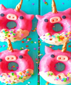 Unicorn Pig Donuts paint by Numbers