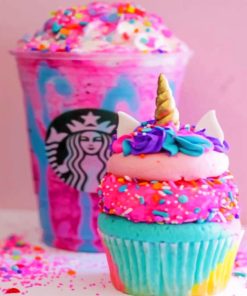 nicorn Starbucks Cupcake paint By Numbers