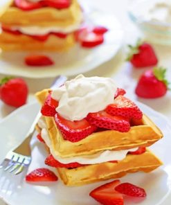 Waffles With Whipped Cream paint By numbers