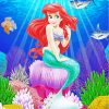 Ariel Mermaid With Fishes paint by numbers