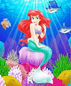 Ariel Mermaid With Fishes paint by numbers