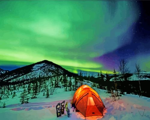 Camping Under Aurora Borealis paint by numbers