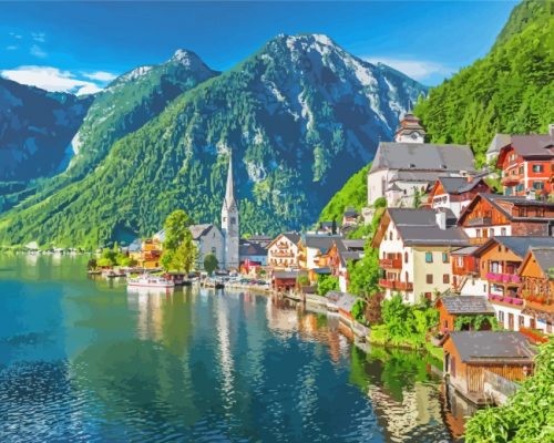 Hallstatt Australia Landscape paint by numbers