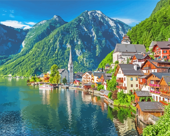 Hallstatt Australia Landscape paint by numbers