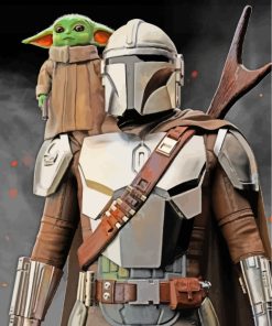 Baby Yoda And Mandalorian paint by numbers