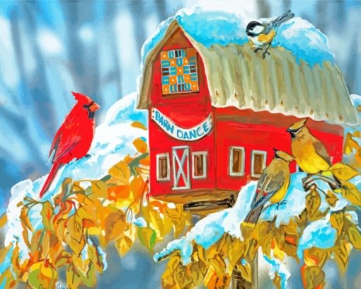 Birds Barn paint by numbers