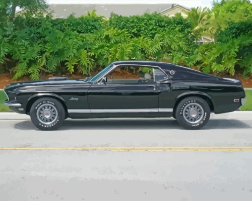 Black Ford Mustang Car paint by numbers