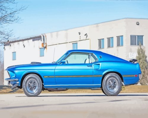 Blue Ford Mustang paint by numbers