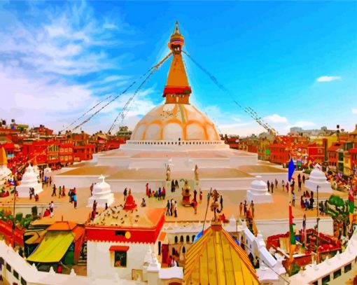 Boudha Stupa Kathmandu Nepal paint by numbers