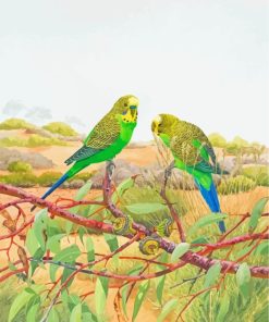 Budgie Birds On Tree paint by numbers