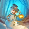 Christmas Creepy Snowman paint by numbers