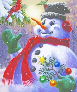 Christmas Snowman Art paint by numbers