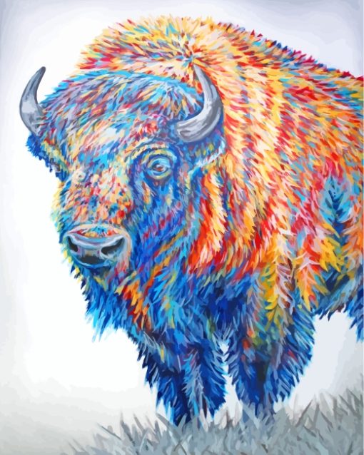 Colorful Bison Animal paint by numbers