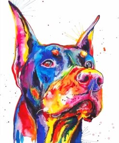 Colorful Doberman Head paint by numbers