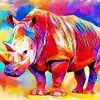 Colorful Rhino Animal Art paint by numbers