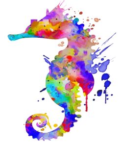 Splatter Colorful Seahorse paint by numbers